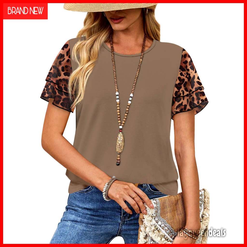 Women's Ruffle Sleeve Chiffon Blouse, Lightweight Summer Top, Business Casual